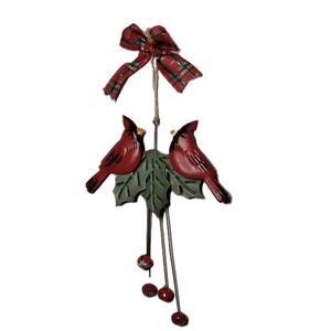 Decorative Metal Cardinal Wall Or Door Hanging With Bells